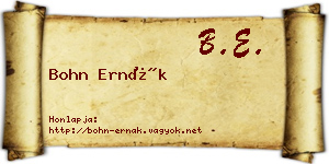 Bohn Ernák névjegykártya